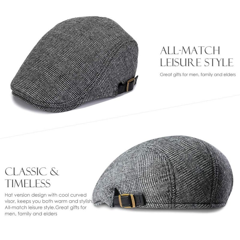 Sumolux Mens Newsboy Cap Winter Beret Hat Cabbie Flat Cap - Image 4